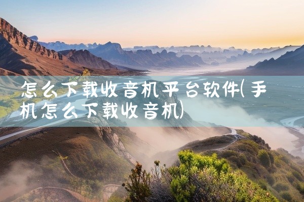 怎么下载收音机平台软件